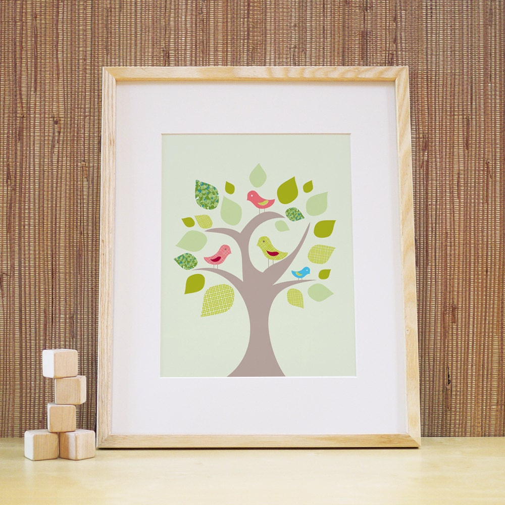 11x14 Birds on a Tree Print