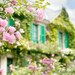 France Photo - Monet's House, Giverny, Roses, Maison, Teal Shutters, Romantic Floral Fine Art Travel Photograph