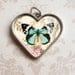 Teal Butterfly Heart Pendant - Antiqued Silver Resin Heart Charm, Valentine's Day Gift