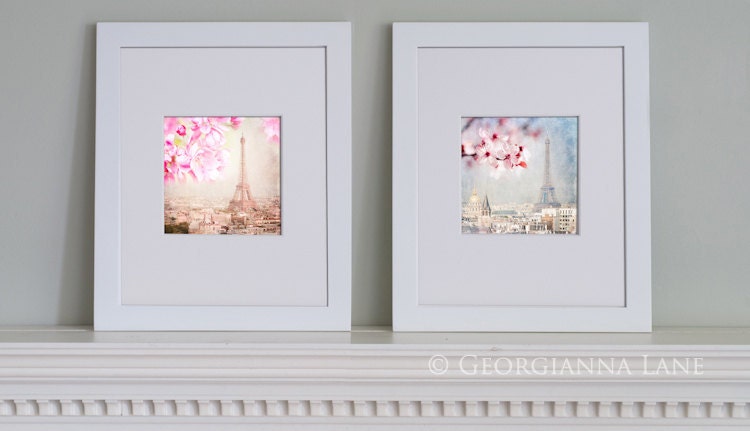 Paris Photograph - Paris Spring Pink -  Eiffel Tower with Cherry Blossoms, Urban Home Decor, Wall Art