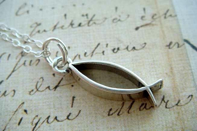 ICHTHYS - Christian Sign of the Fish - Sterling Silver Charm