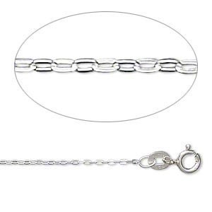Sterling Silver 1.4mm Flat Cable Chain - 16 inch
