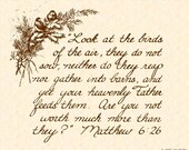 MATTHEW 6:26 --- 8 X 10 Calligraphy Art Print