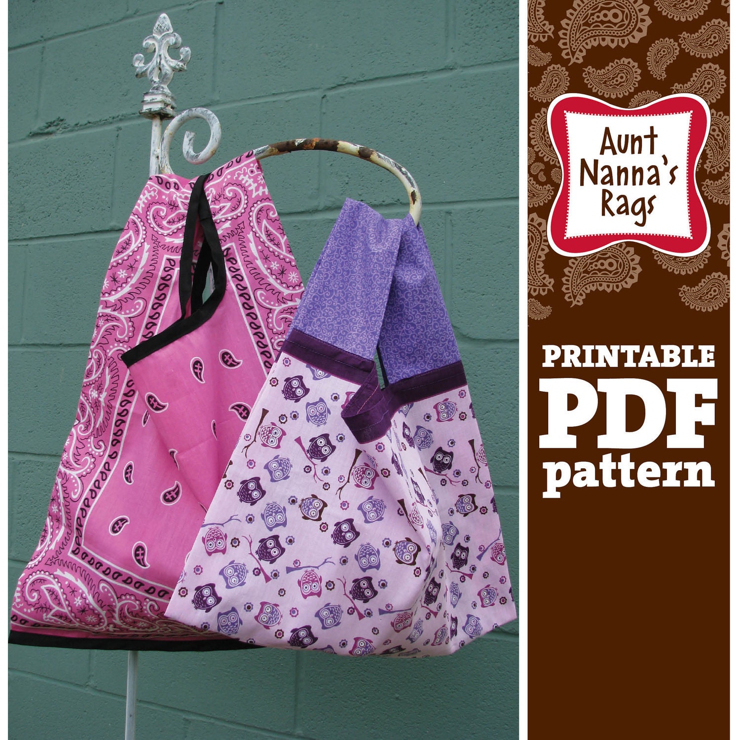 Reusable Shopping Bag Pattern - Regular and Jumbo Size