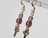 Sweet Lavender Key Beaded Earrings