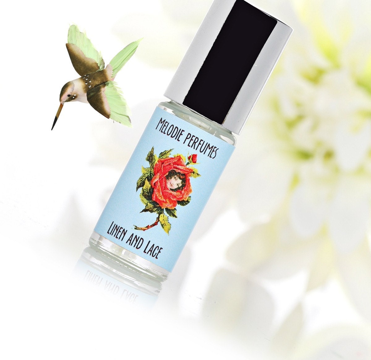 LINEN AND LACE tm Perfume Oil Roll On Airy and Pure Melodie perfumes. Gift under 25 Birds and Bees. Spring Summer