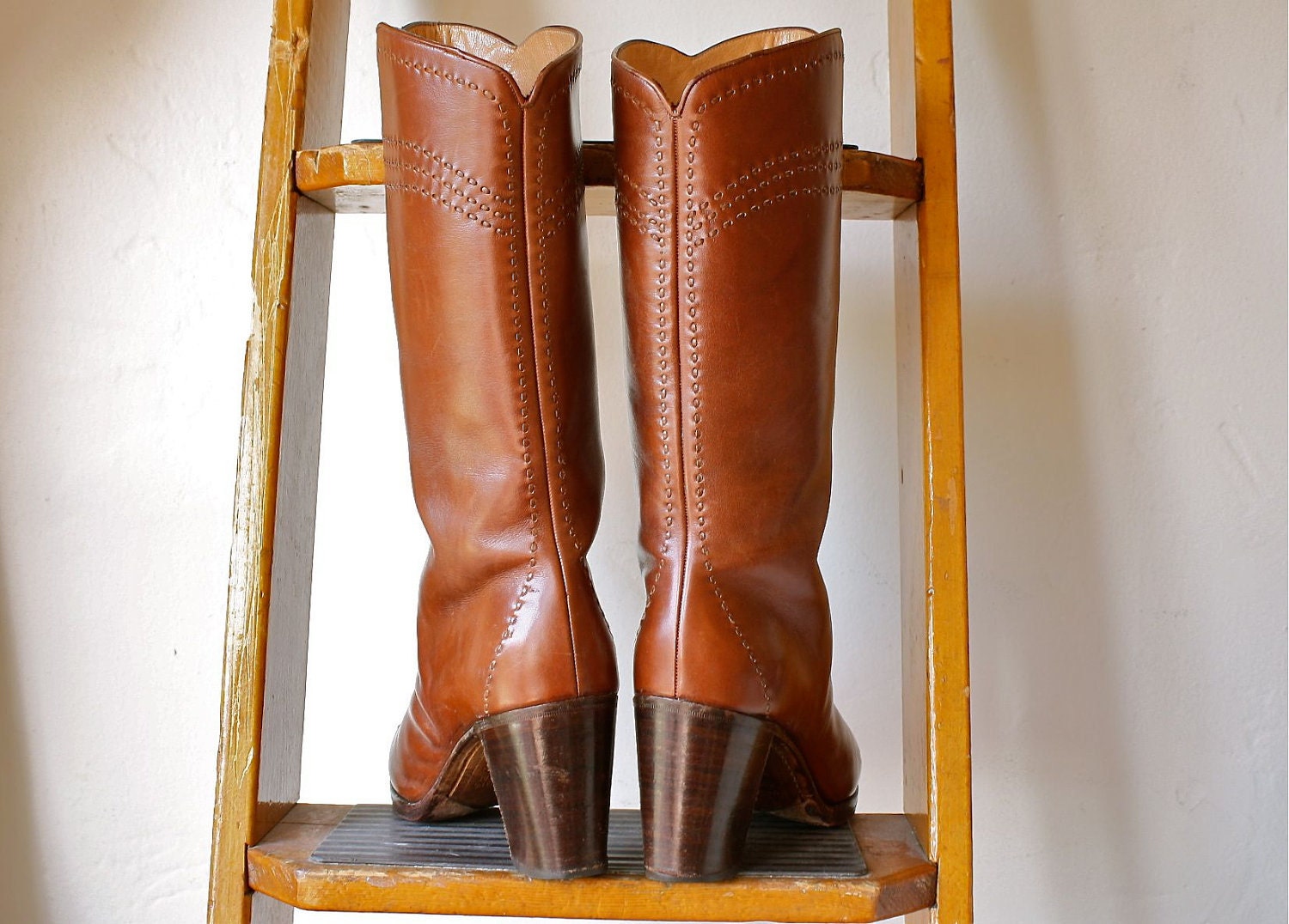 sale... stacked wood heel italian boots size 6 1/2