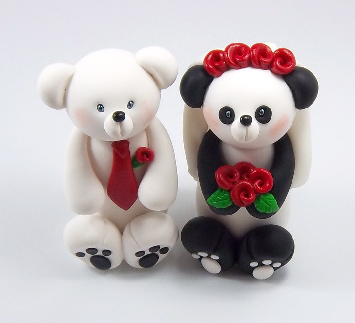 Polar Bear and Panda Bear Couple, Custom Wedding Cake Topper, Personalized  Figurines, Made To Order