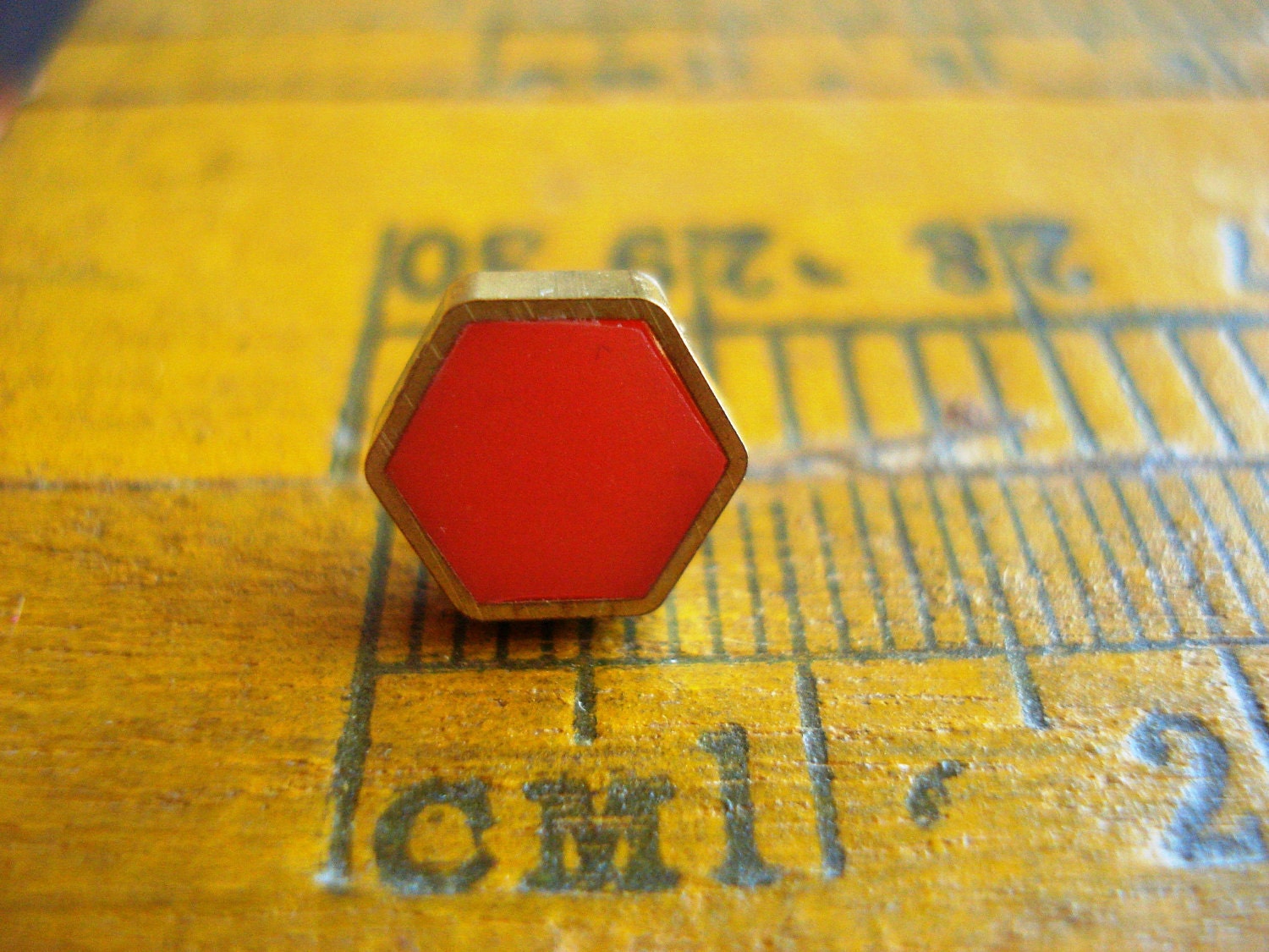 cool mint mini brass hexagon stud earrings img