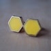 canary yellow mini brass hexagon stud earrings img