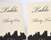 Pittsburgh Skyline - Table Number Cards - Wedding Table Numbers - Reception Table Numbers