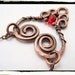 042 Copper Floating Filigree Heart  Pendant with Red Czech Teardrop no Chain