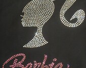 8.9" BARBIE iron-on rhinestone transfer for t-shirt hot fix rhinestones