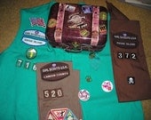 Collectibles / Girl Scout Tin Case / G.S. Vest / Sashes / Vintage Pins