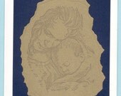 Cozy Madonna & Baby Jesus -  Virgin and Child - Handmade Christmas Card - FREE Shipping