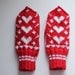 Hearts - red and white woollen mittens