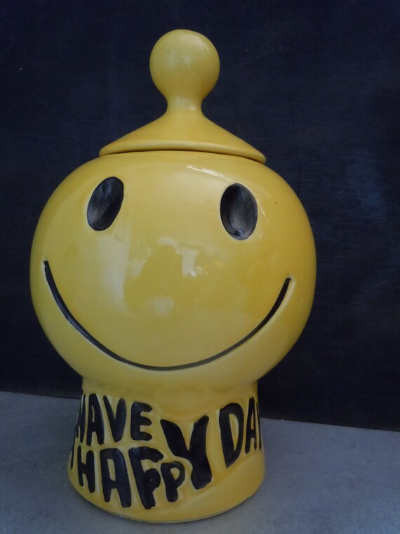 Vintage McCoy Pottery Smiley Face Have A Happy Day Cookie Jar