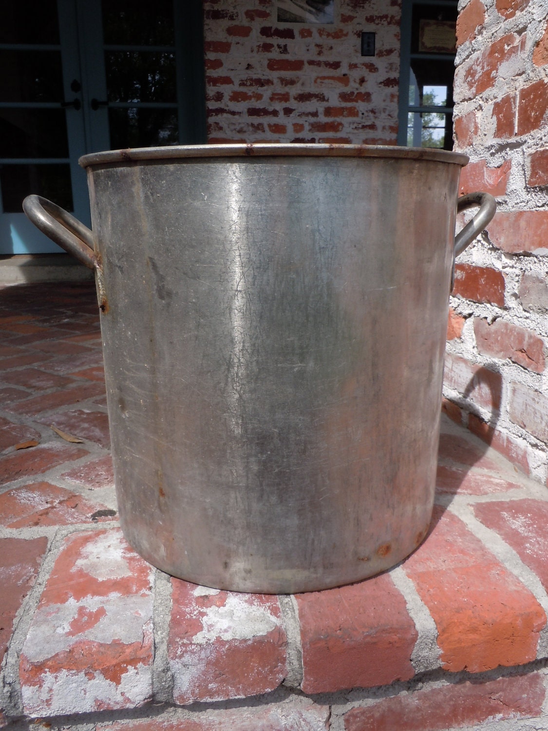 Very Large Vintage Metal Pot With Handles Perfect As Planter