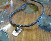 Men's Braided Leather Necklace (Black or Brown) Rectangle with Agate Bead Free Shipping USA