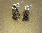 Oil Derrick Earrings Sterling Silver Free Shipping USA
