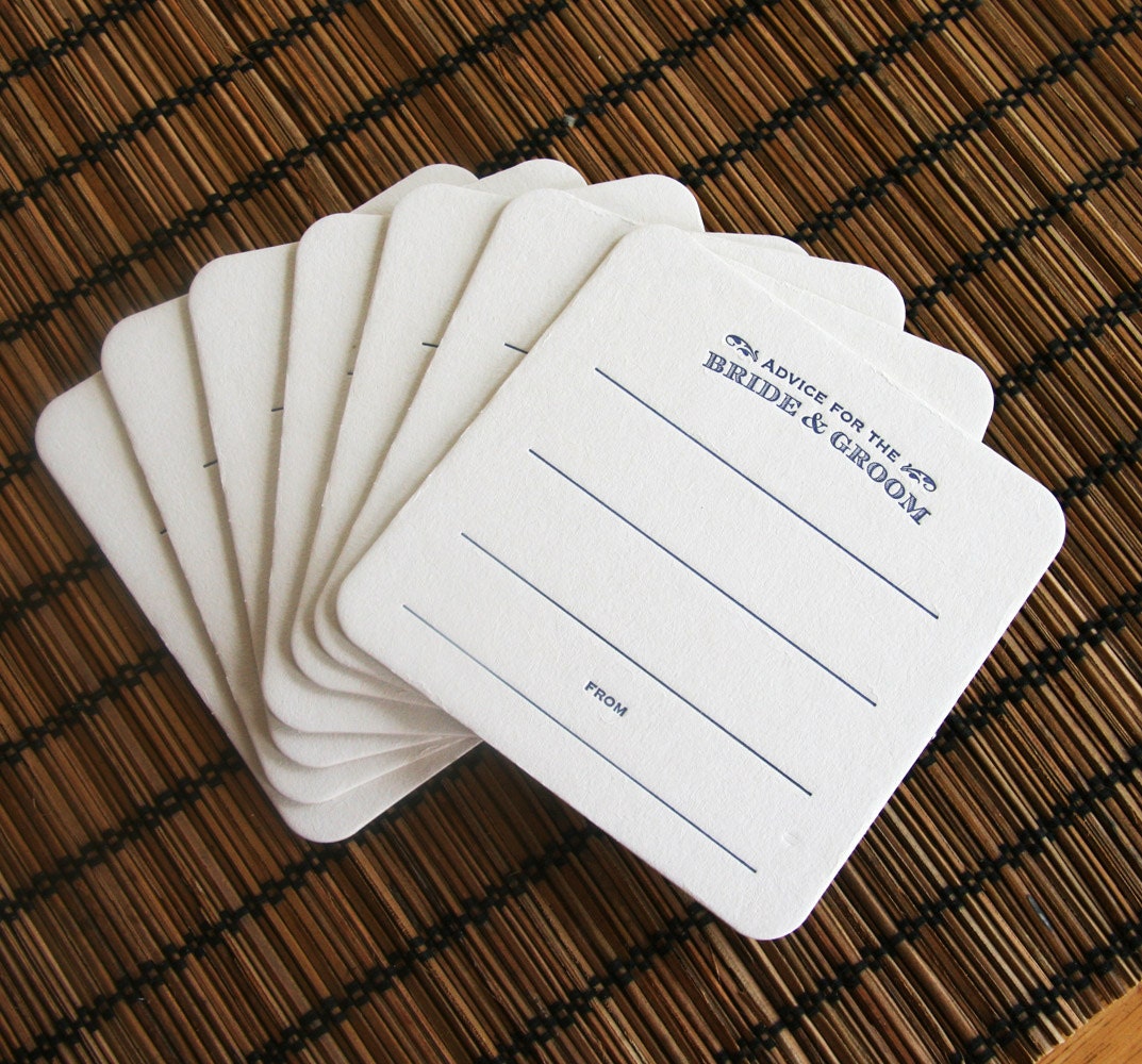 Letterpress Coaster - Bride and Groom wedding advice - Bulk 25
