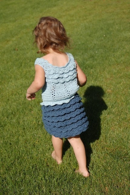 Cotton Ruffled Skirt and Top 2T to 4T 119 PDF Crochet Pattern