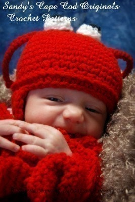 Cappy the Cape Cod Lobsta Cocoon or Bunting and Hat PDF Crochet Pattern number189 Great for Photo Props