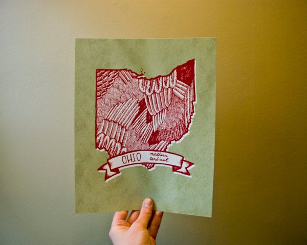Ohio State Bird- Northern Cardinal 8 x 10 Print