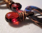 Garnet Drops of Love Copper Earrings