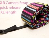 Camera Strap - Fun Striped Print - Quick Release - X-LONG