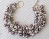 Lavender and Plum Beaded Bridal Bracelet