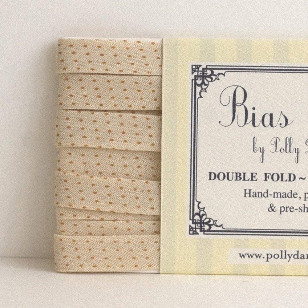 Apricot Polka Dot- 3 Yards Bias Tape from Vintage Fabric