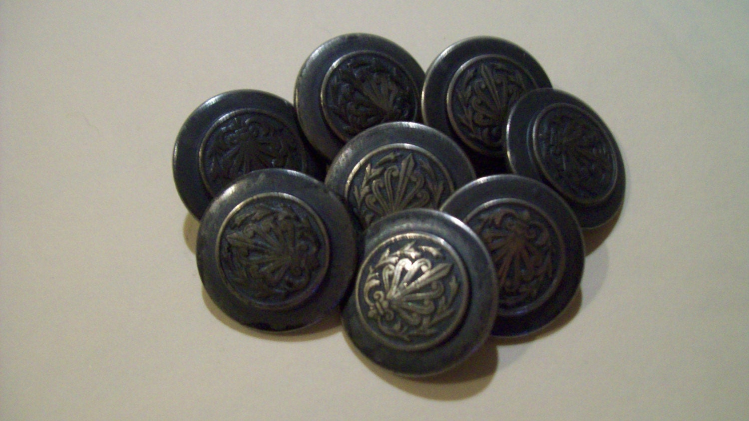 Britex Metal Buttons - Vintage Gunmetal Antique Silver by Domus Modern