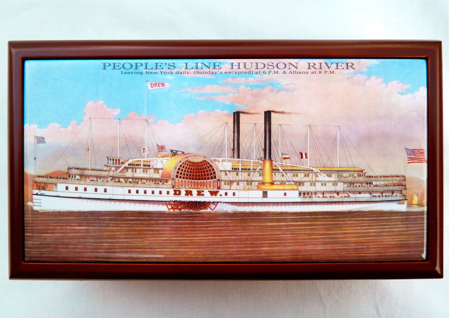 Buy cigars gifts certificates - Vintage Hudson River Ferry Cigar Box-  Fathers Day Gift