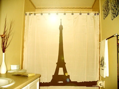Eiffel Tower Shower Curtain Paris France bathroom decor kids bath La Tour Gustave Eiffel Champ de Mars iron lattice unique