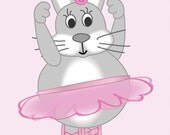 Funny Bunny Rabbit ACEO , On Your Toes Bunarina Print