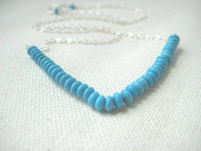 Turquoise Chevron Necklace, Sterling Silver