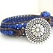 Going Sailing - Deep Blue Gemstone and Leather Triple Wrap Bracelet