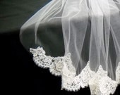 Elbow Length Veil embellished with Alencon Lace