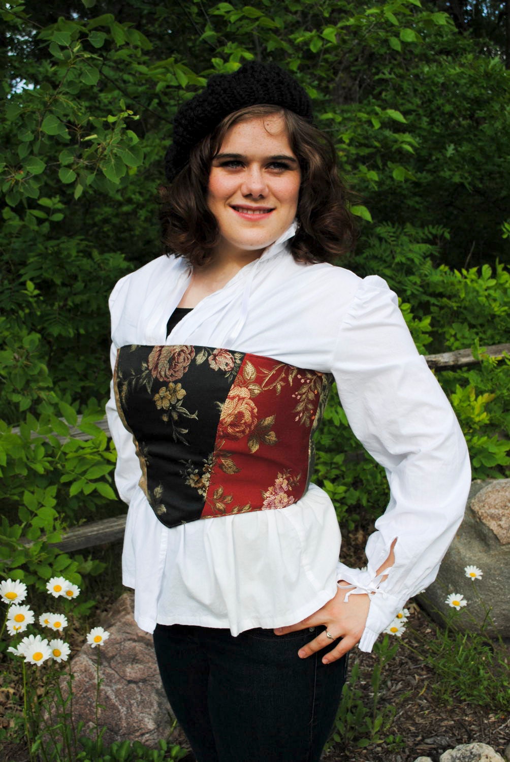 Sample Fabric Renaissance inspired bodice corset LARGE reversible