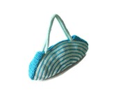 OOAK, Crochet Bag, Clutch, Colorful,  Mint, Aqua, , Blue,   Shabby, Chic, Circle, Stripe