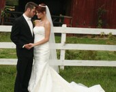 Fingertip Length Swarovski Crystal Wedding Veil 36 inch custom white, ivory or diamond