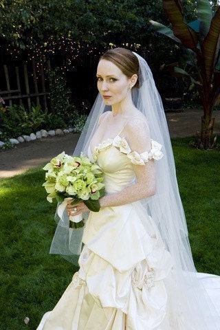 Chapel Length  Two tier affordable Wedding Bride Veil white, ivory or diamond