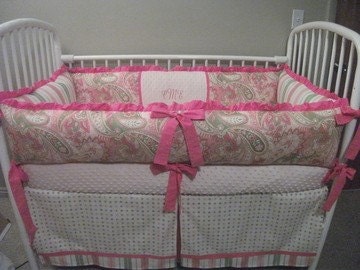Paisley Girls Pink Green Baby Bedding Bumper Pad Crib Set DEPOSIT