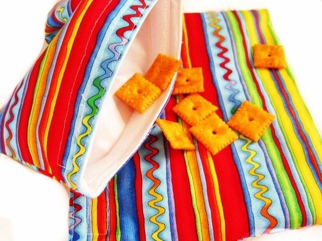 Reusable Sandwich and Snack Bag Set-Colorful Stripes