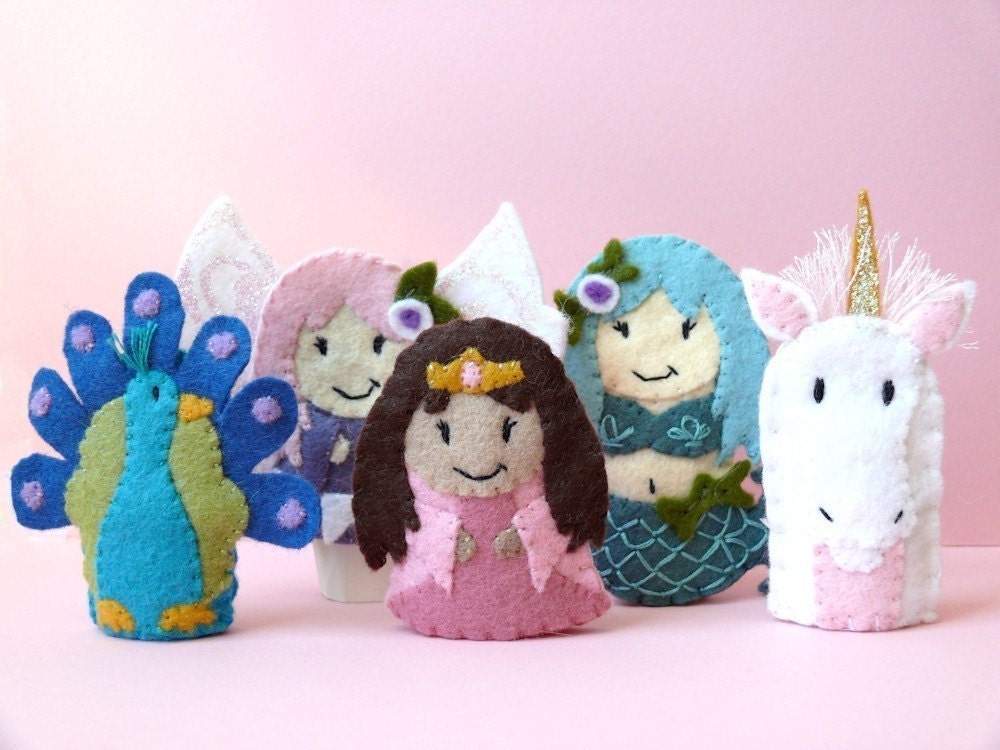 The Girly Set - Five Wool Felt Finger Puppets