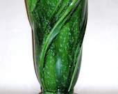 Vintage Green Swirl Vase, Marked 413 USA
