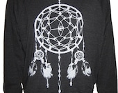 Ladies Raglan Tri-Black Pullover Top Sweatshirt American Apparel Dreamcatcher Art Print   S   or   M
