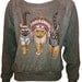 Three Native Kitty Cats Pullover Slouchy "Sweatshirt"  Top American Apparel Gray M