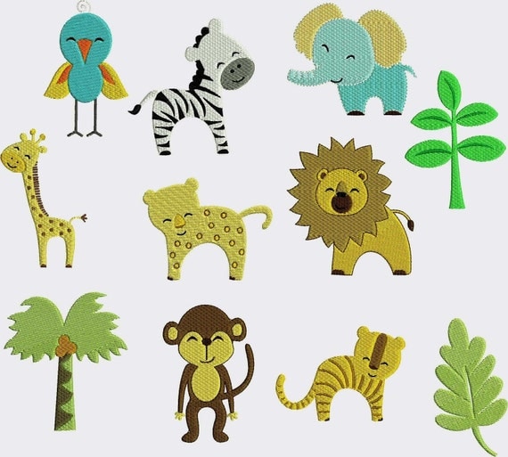 Jungle Animals Safari Machine Embroidery Designs Children monkey Zebra HUGE sale brother bernina singer janome